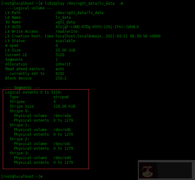 Centos8 中创建 LVM 条带卷