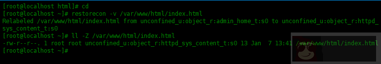restorecon 命令使用实例