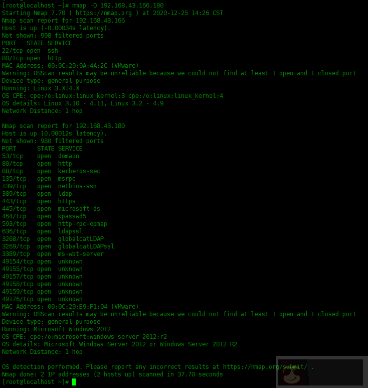 nmap 命令常用实例 nmap 命令常用实例