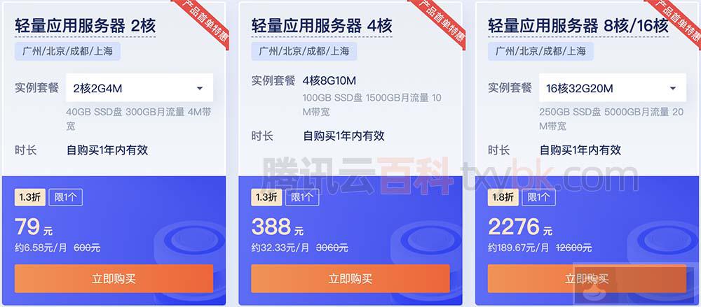 腾讯云轻量应用服务器价格