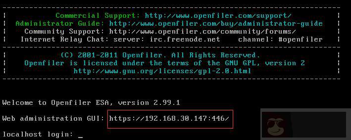 虚拟机里面安装 Openfiler 2.99 虚拟机里面安装 Openfiler 2.99